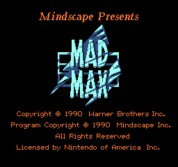 Mad Max title screen for NES